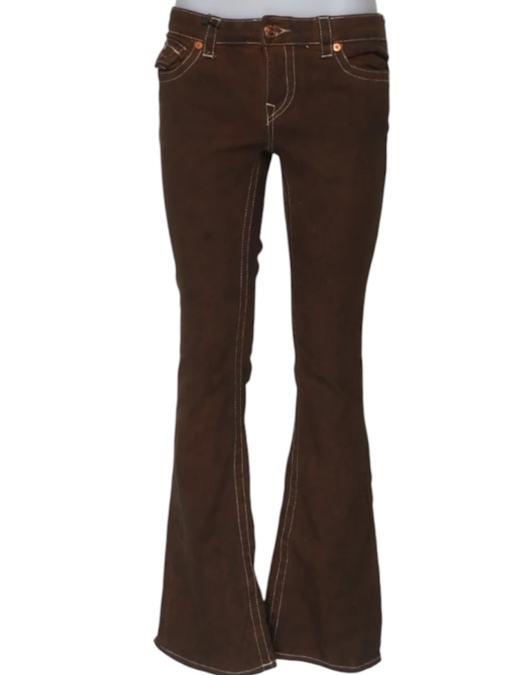 Seven7 Women’s Dark Brown Jeans - Flared pre loved distressed bottoms